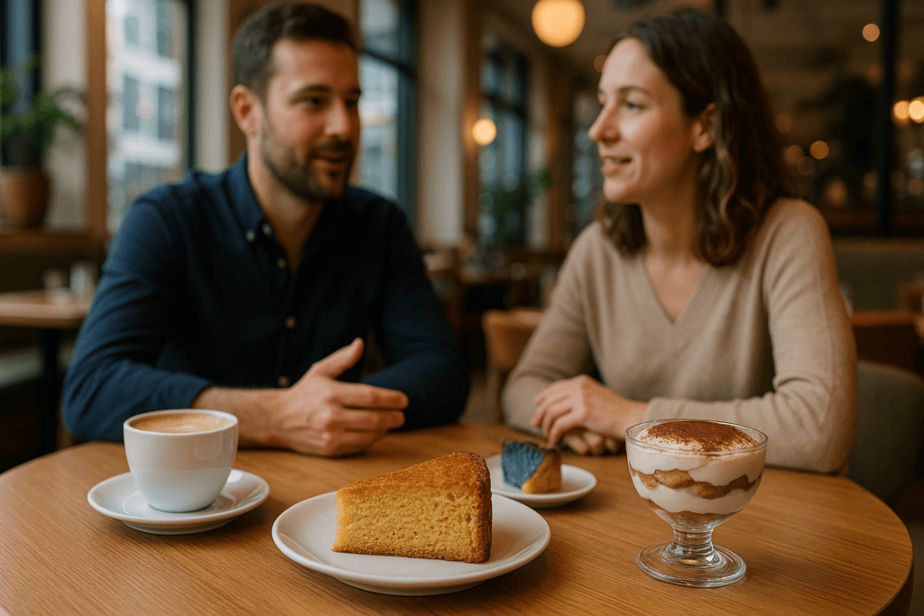 Spotkanie przy kawie i deserze w restauracji po obiedzie